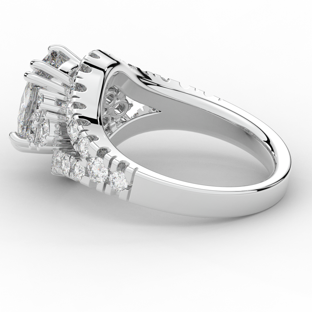 3.10CT.TW CUSHION LAB DIAMOND HALO ENGAGEMENT RING - Nazarelle