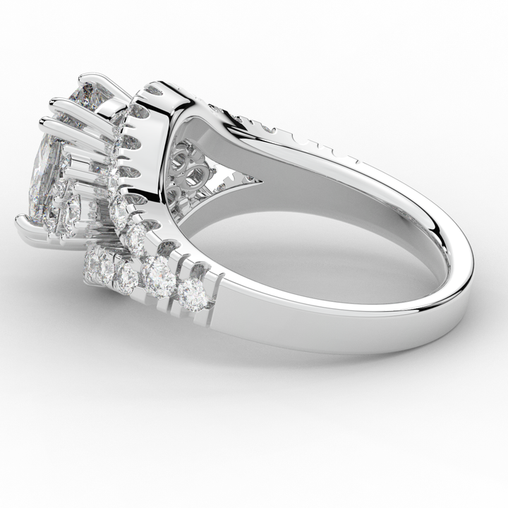 3.10CT.TW CUSHION LAB DIAMOND HALO ENGAGEMENT RING - Nazarelle