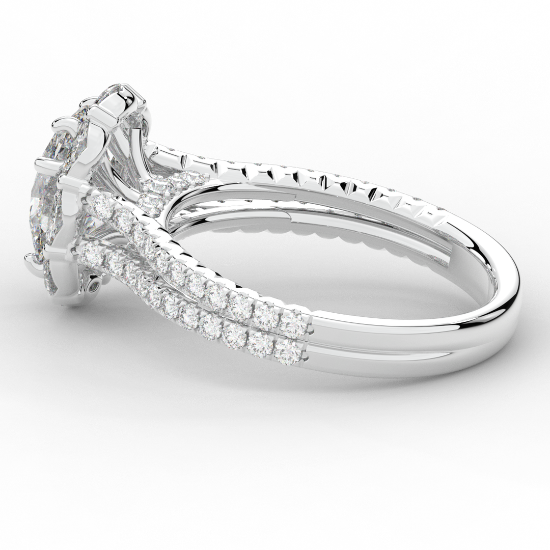2.30CT.TW OVAL LAB DIAMOND HALO SPLIT SHANK ENGAGEMENT RING - Nazarelle