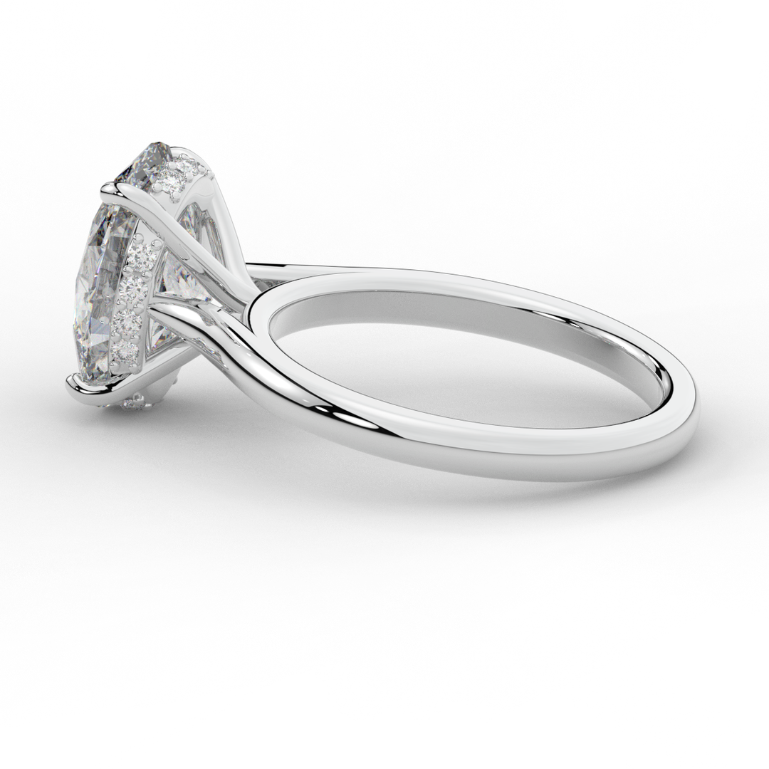 2.05CT.TW OVAL LAB DIAMOND UNDERHALO ENGAGEMENT RING - Nazarelle