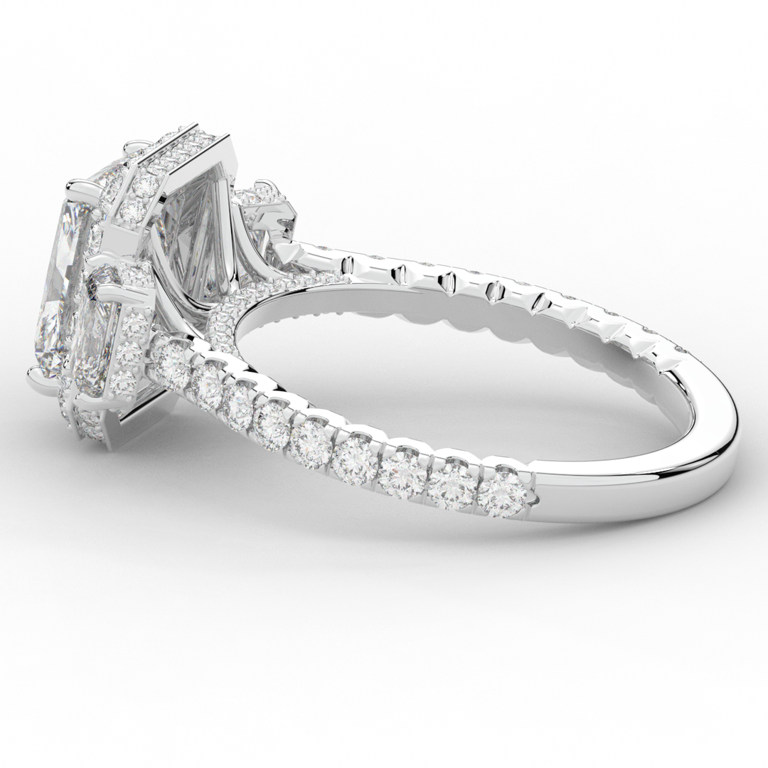 3.20CT.TW RADIANT LAB DIAMOND 3 STONE ENGAGEMENT RING - Nazarelle