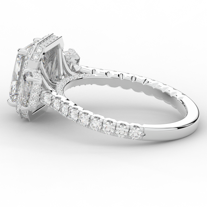 3.20CT.TW RADIANT LAB DIAMOND 3 STONE ENGAGEMENT RING - Nazarelle