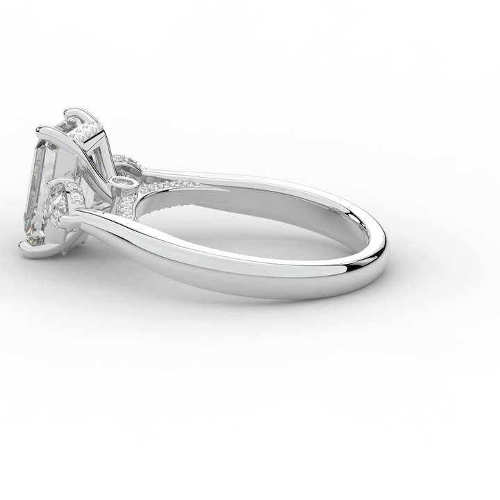 2.40CT.TW EMERALD CUT LAB DIAMOND 3 STONE ENGAGEMENT RING - Nazarelle