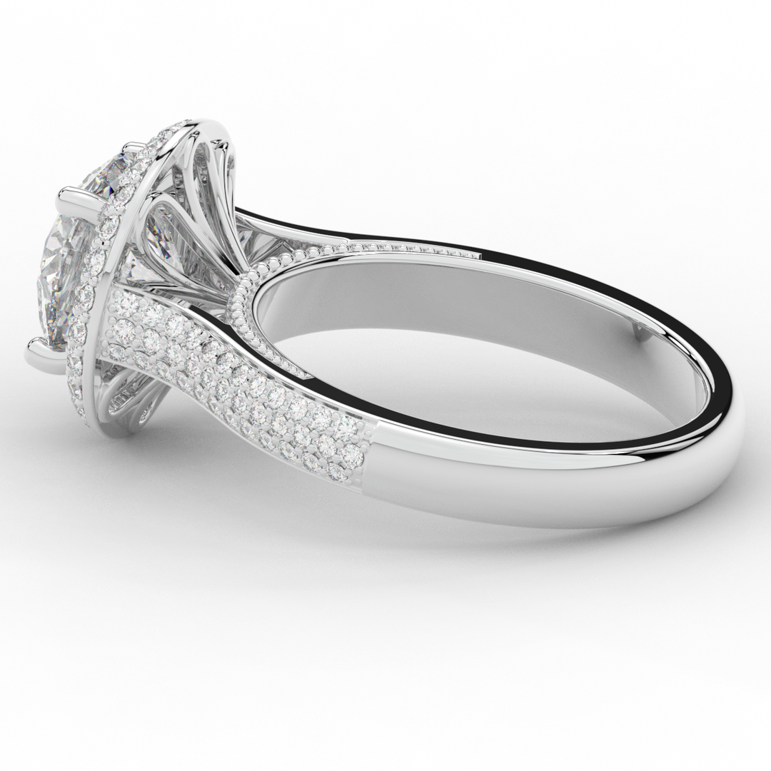 2.45CT.TW ROUND LAB DIAMOND HALO ENGAGEMENT RING - Nazarelle