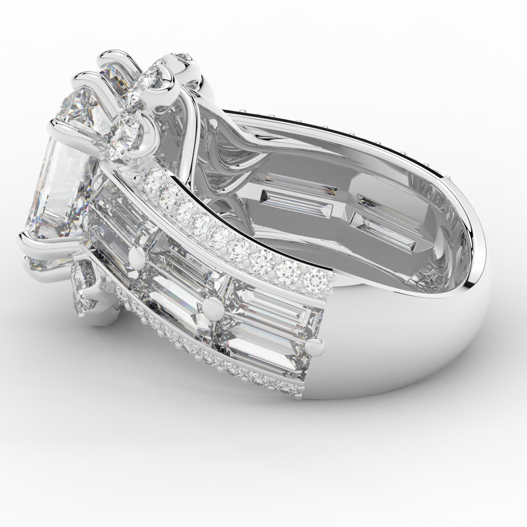 8.25CT.TW EMERALD CUT LAB DIAMOND HALO ENGAGEMENT RING - Nazarelle