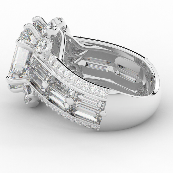 8.25CT.TW EMERALD CUT LAB DIAMOND HALO ENGAGEMENT RING - Nazarelle