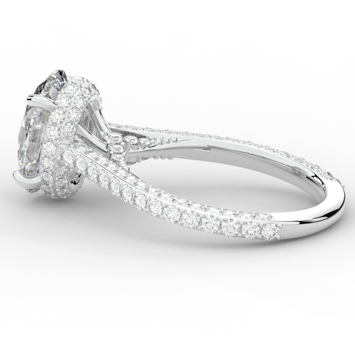 4.00CT.TW OVAL LAB DIAMOND UNDERHALO SOLITAIRE ENGAGEMENT RING - Nazarelle
