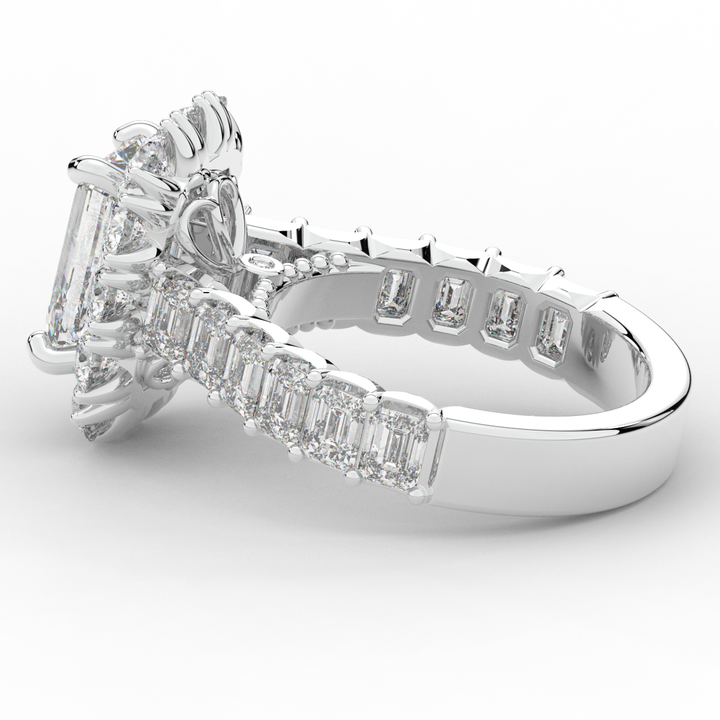 6.00CT.TW EMERALD CUT LAB DIAMOND HALO ENGAGEMENT RING - Nazarelle