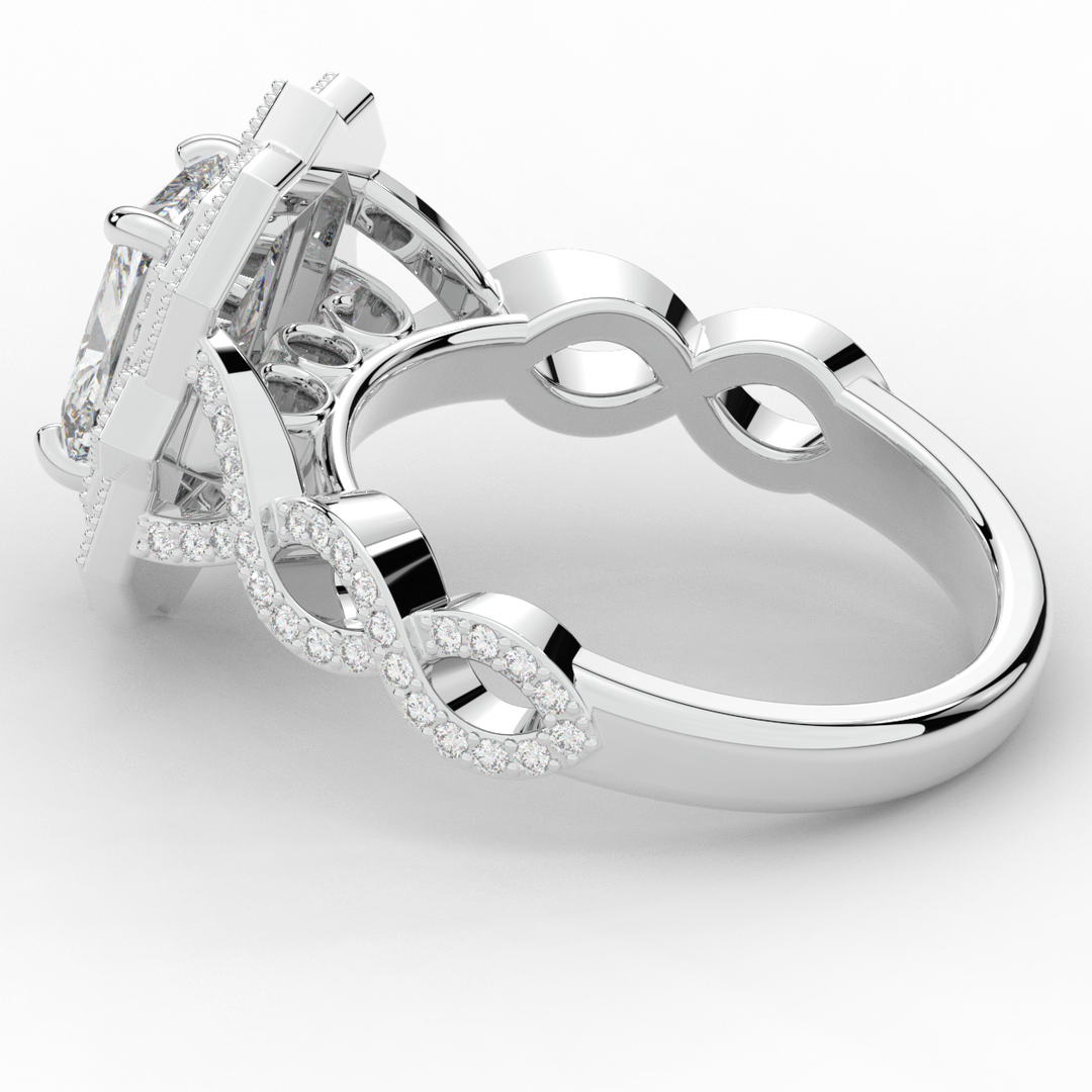 1.90CT.TW RADIANT LAB DIAMOND HALO ENGAGEMENT RING - Nazarelle