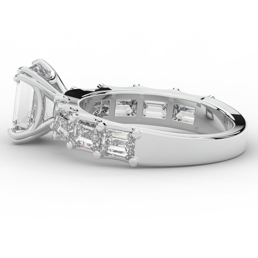 3.75CT.TW EMERALD CUT LAB DIAMOND SOLITAIRE ENGAGEMENT RING