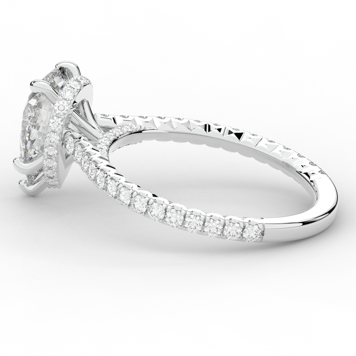 2.50CT.TW PEAR LAB DIAMOND UNDERHALO SOLITAIRE ENGAGEMENT RING - Nazarelle