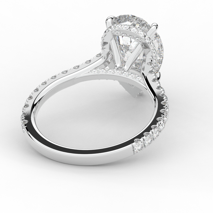 4.60CT.TW PEAR LAB DIAMOND UNDERHALO SOLITAIRE ENGAGEMENT RING - Nazarelle