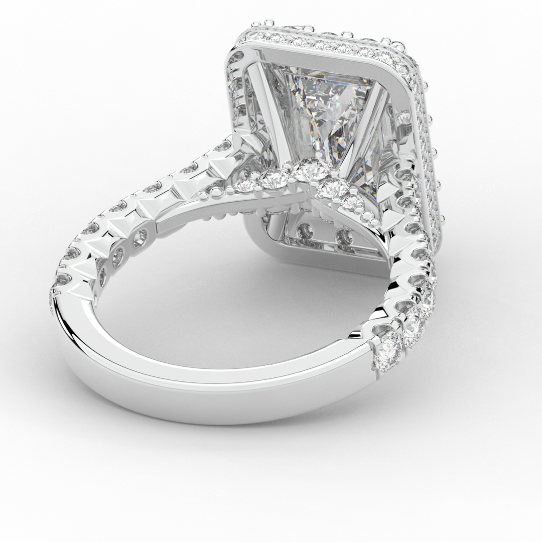 4.50CT.TW EMERALD CUT LAB DIAMOND HALO ENGAGEMENT RING - Nazarelle
