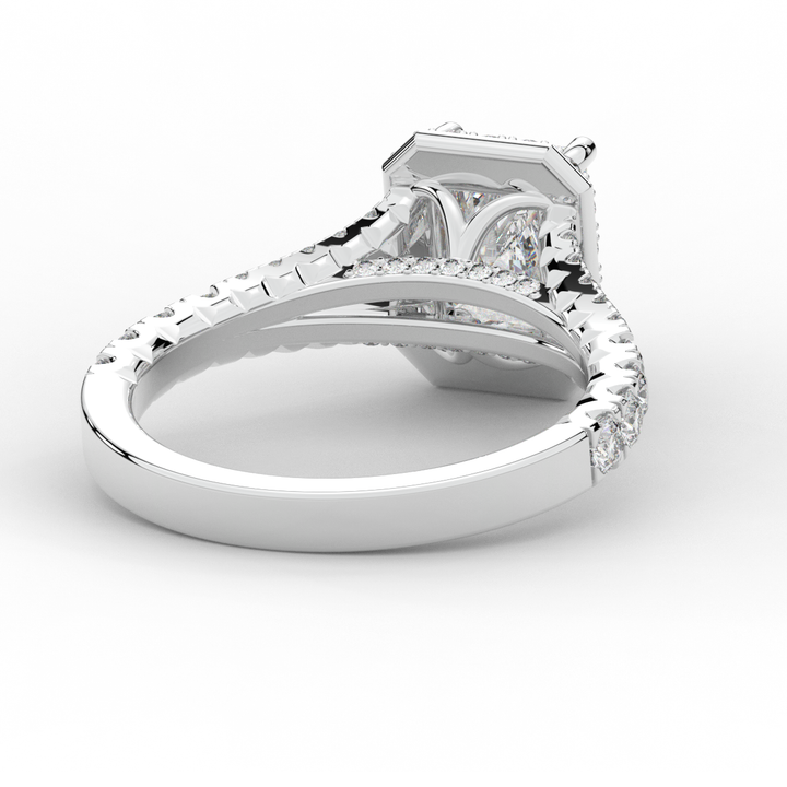2.60CT.TW RADIANT LAB DIAMOND SPLIT SHANK HALO ENGAGEMENT RING - Nazarelle