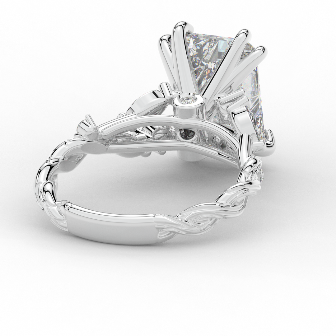 5.30CT.TW RADIANT LAB DIAMOND STYLIZED VINE AND TREE BARK FINISH ENGAGEMENT RING - Nazarelle