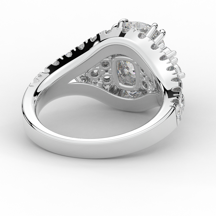 3.10CT.TW CUSHION LAB DIAMOND HALO ENGAGEMENT RING - Nazarelle