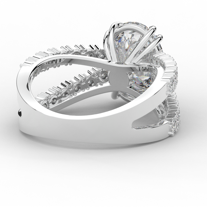 3.75CT.TW OVAL LAB DIAMOND SPLIT BAND ENGAGEMENT RING