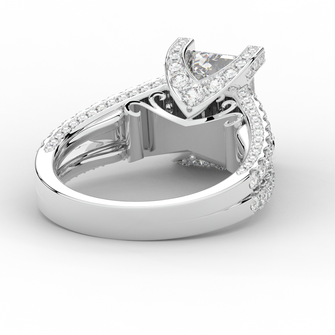4.60CT.TW EMERALD CUT LAB DIAMOND SPLIT SHANK ENGAGEMENT RING - Nazarelle