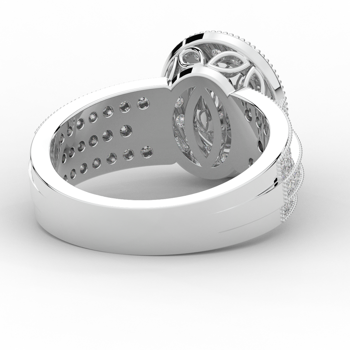 1.80CT.TW OVAL LAB DIAMOND HALO ENGAGEMENT RING - Nazarelle