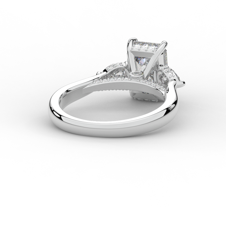 2.40CT.TW EMERALD CUT LAB DIAMOND 3 STONE ENGAGEMENT RING - Nazarelle