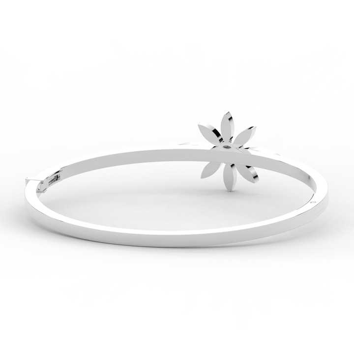 0.40CT.TW ROUND LAB BEZEL AND PRONG SET FLOWER DIAMOND BANGLE - Nazarelle