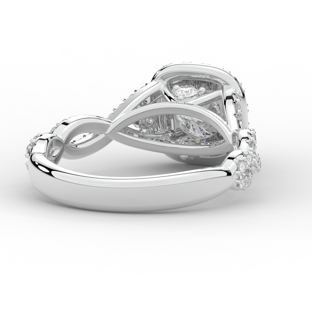 1.30CT.TW ROUND LAB DIAMOND HALO ENGAGEMENT RING - Nazarelle