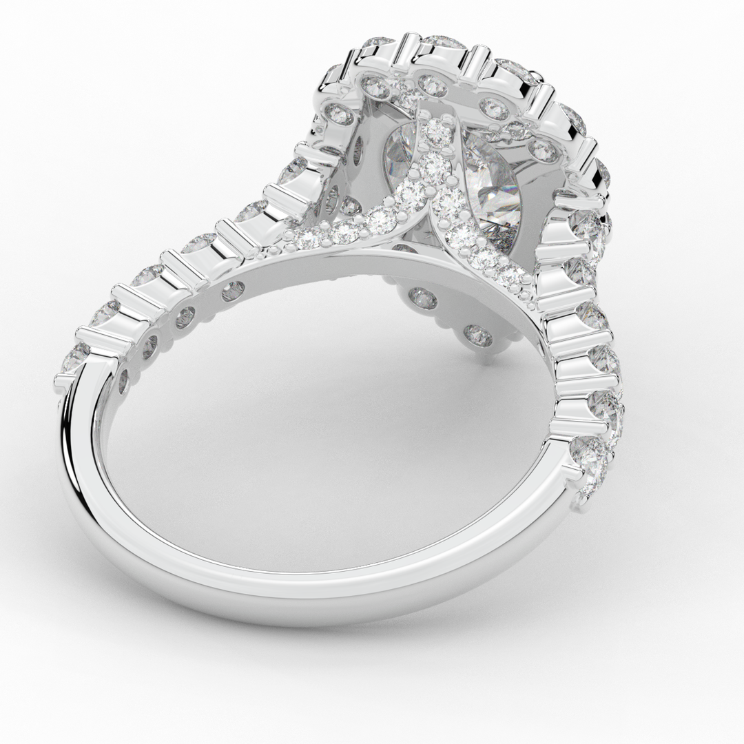 3.10CT.TW PEAR LAB DIAMOND HALO ENGAGEMENT RING - Nazarelle