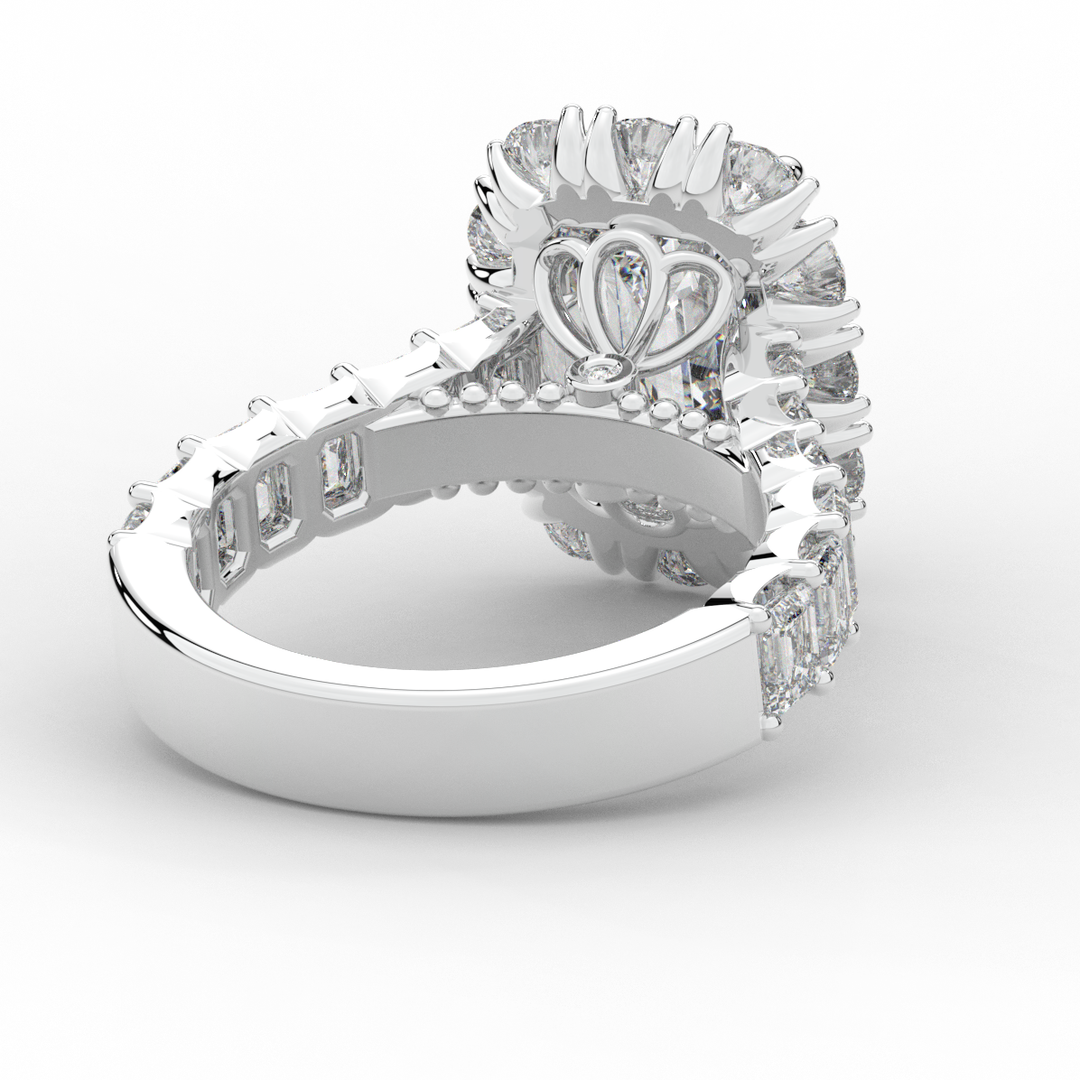 6.00CT.TW EMERALD CUT LAB DIAMOND HALO ENGAGEMENT RING - Nazarelle