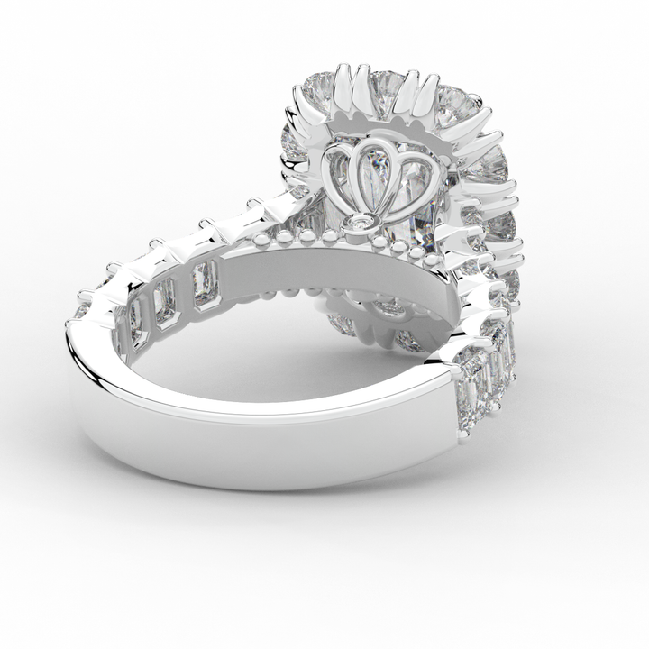 6.00CT.TW EMERALD CUT LAB DIAMOND HALO ENGAGEMENT RING - Nazarelle