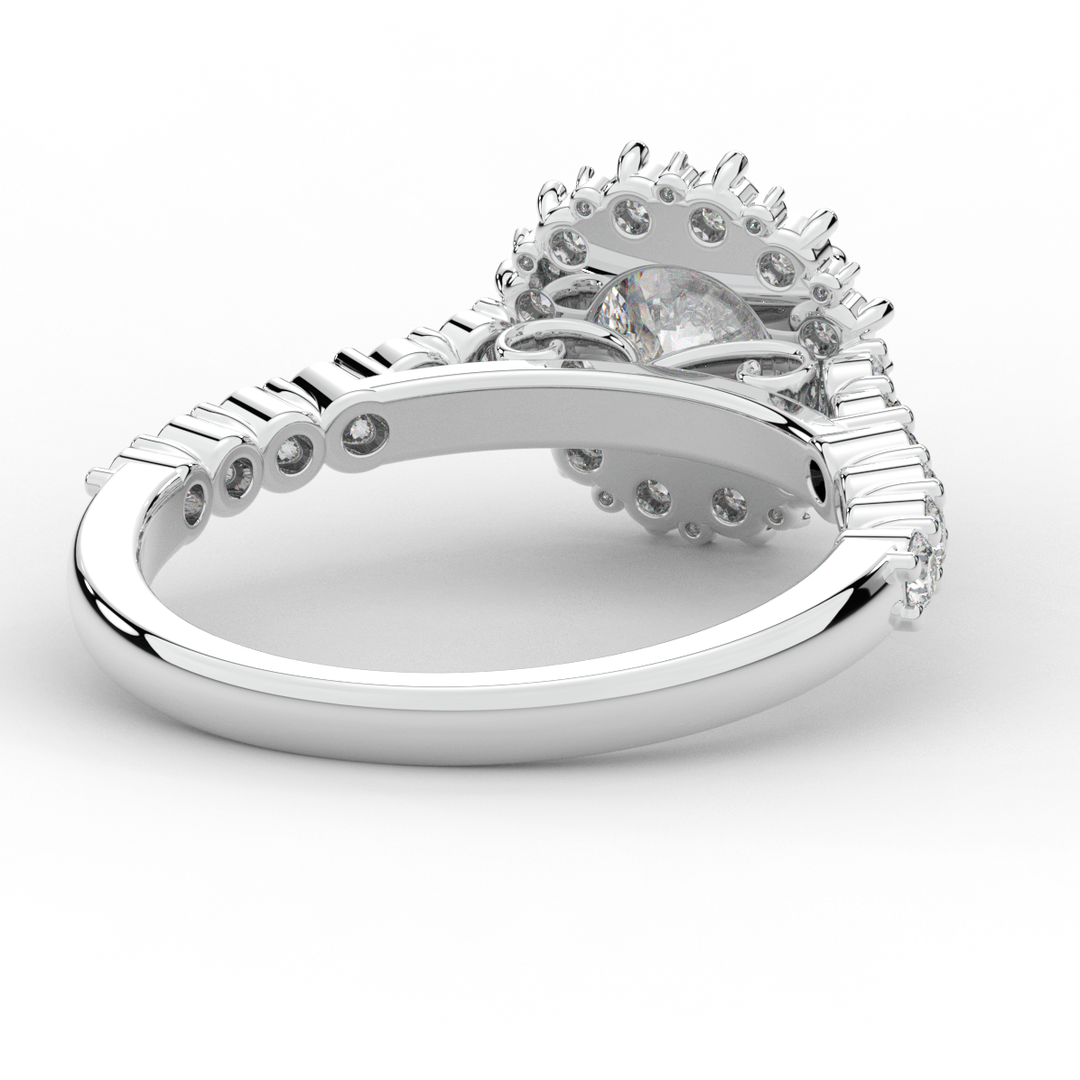 1.60CT.TW ROUND LAB DIAMOND HALO ENGAGEMENT RING - Nazarelle