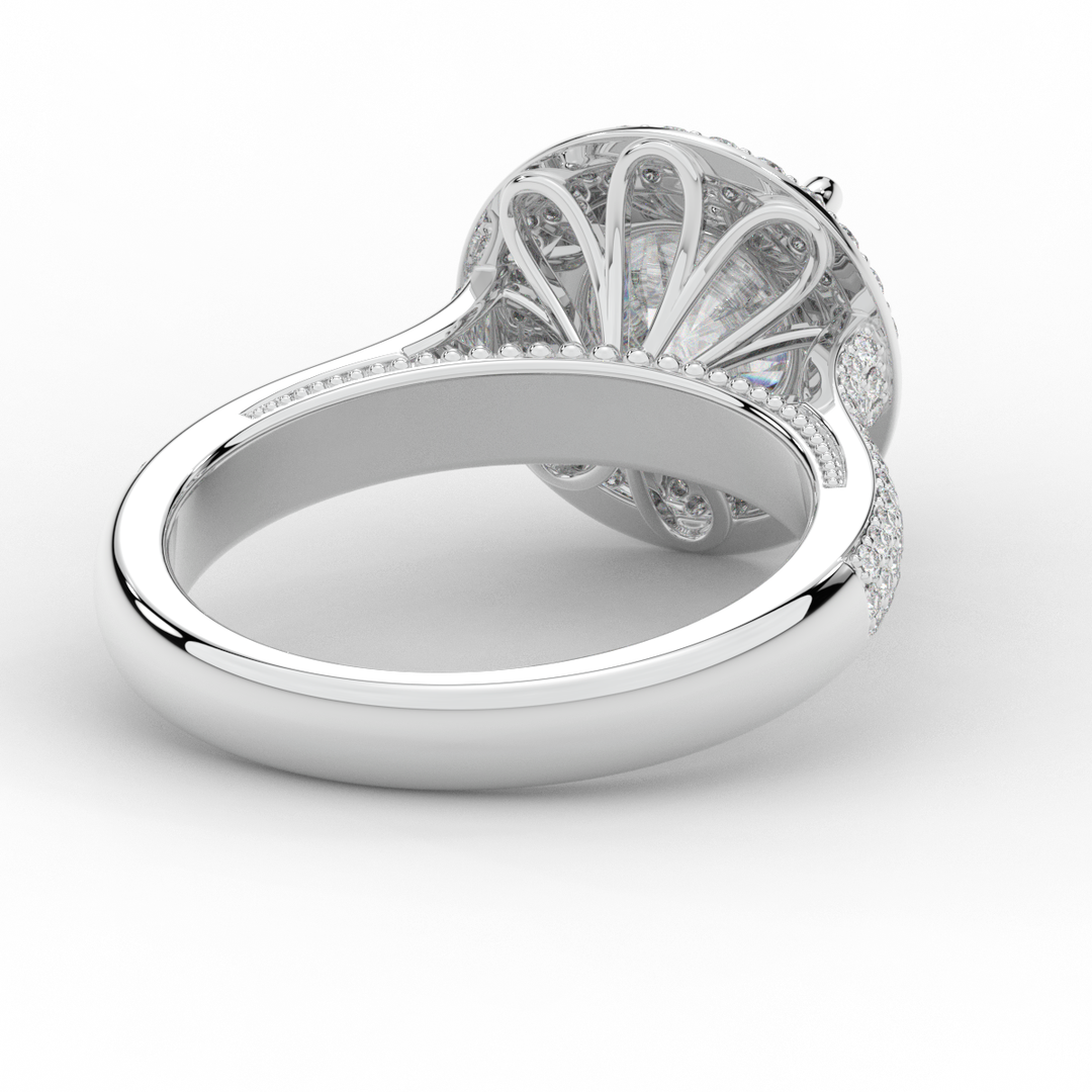2.45CT.TW ROUND LAB DIAMOND HALO ENGAGEMENT RING - Nazarelle