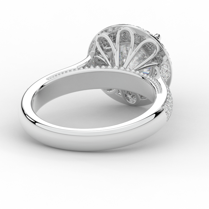 2.45CT.TW ROUND LAB DIAMOND HALO ENGAGEMENT RING - Nazarelle