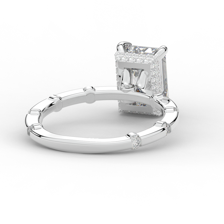 2.60CT.TW RADIANT LAB DIAMOND UNDERHALO SOLITAIRE ENGAGEMENT RING - Nazarelle