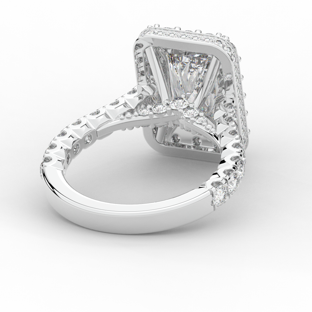 4.50CT.TW RADIANT LAB DIAMOND HALO ENGAGEMENT RING - Nazarelle