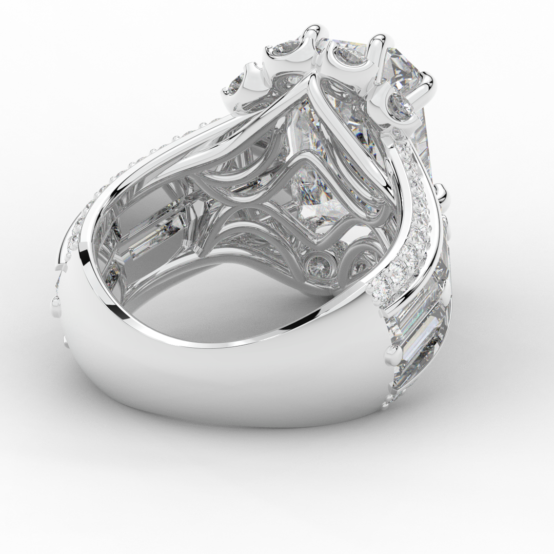 8.25CT.TW EMERALD CUT LAB DIAMOND HALO ENGAGEMENT RING - Nazarelle