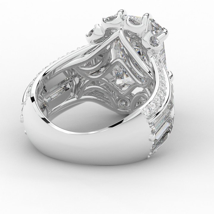 8.25CT.TW EMERALD CUT LAB DIAMOND HALO ENGAGEMENT RING - Nazarelle