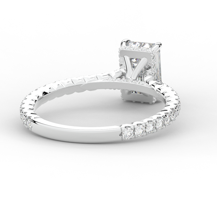 2.10CT.TW EMERALD CUT LAB DIAMOND UNDERHALO SOLITAIRE ENGAGEMENT RING - Nazarelle