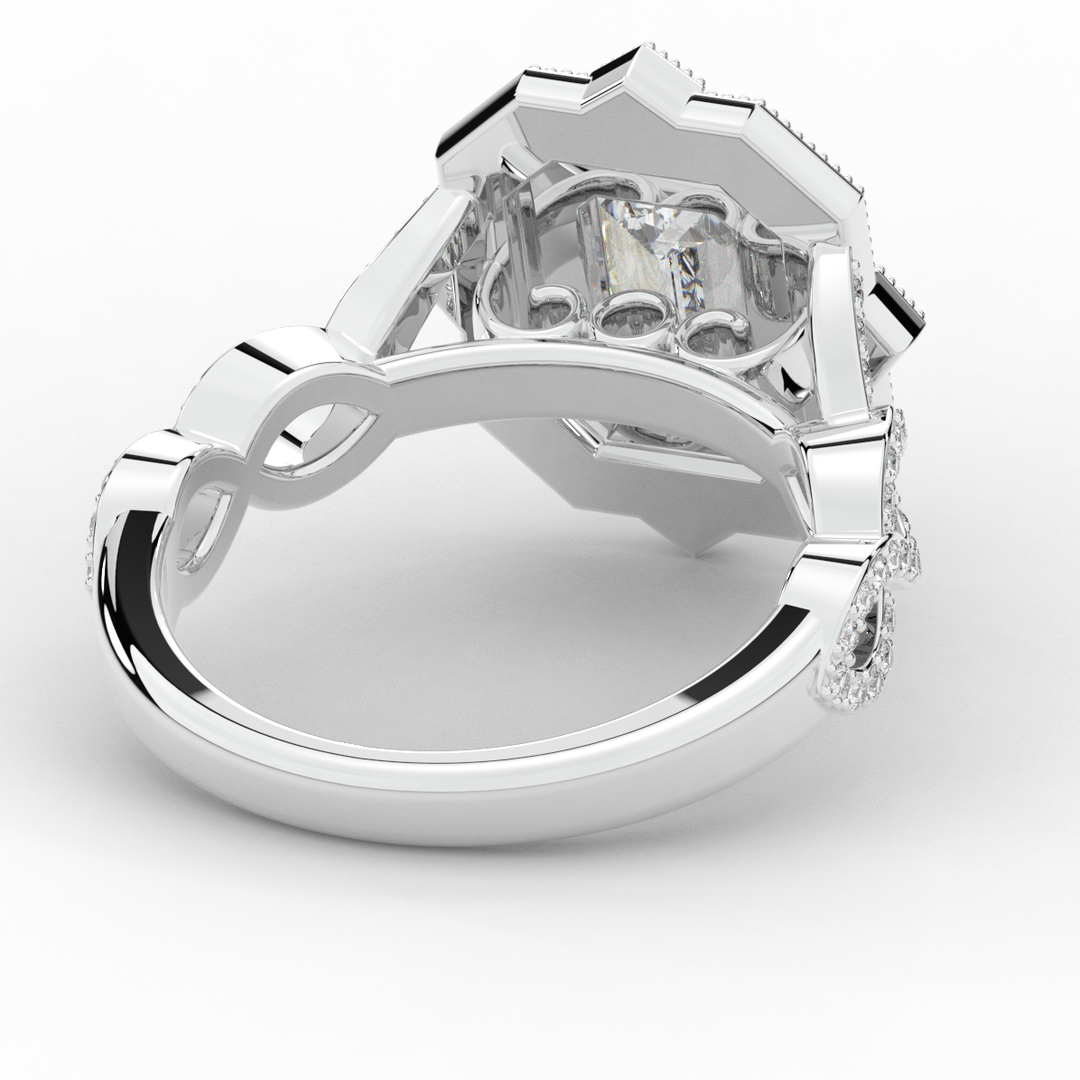 1.90CT.TW EMERALD CUT LAB DIAMOND HALO ENGAGEMENT RING - Nazarelle