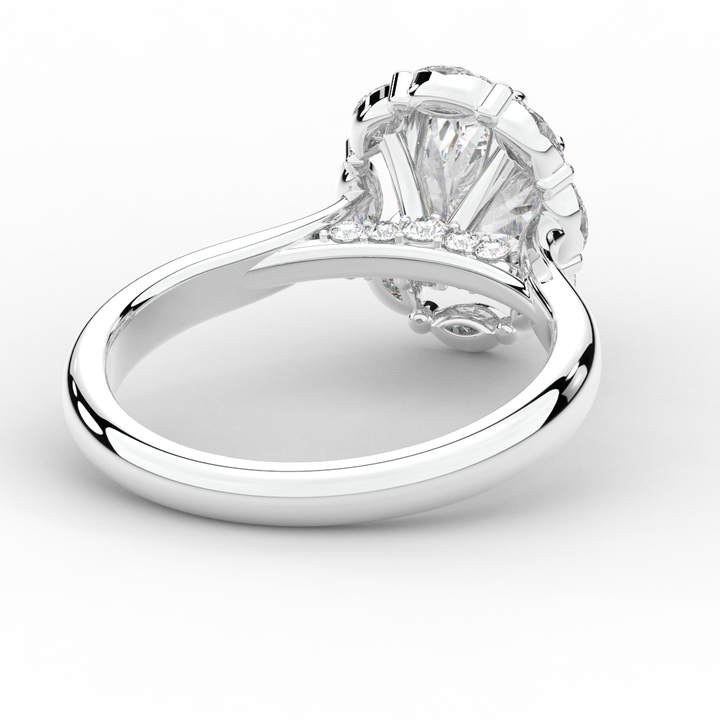 1.90CT.TW OVAL LAB DIAMOND HALO ENGAGEMENT RING - Nazarelle