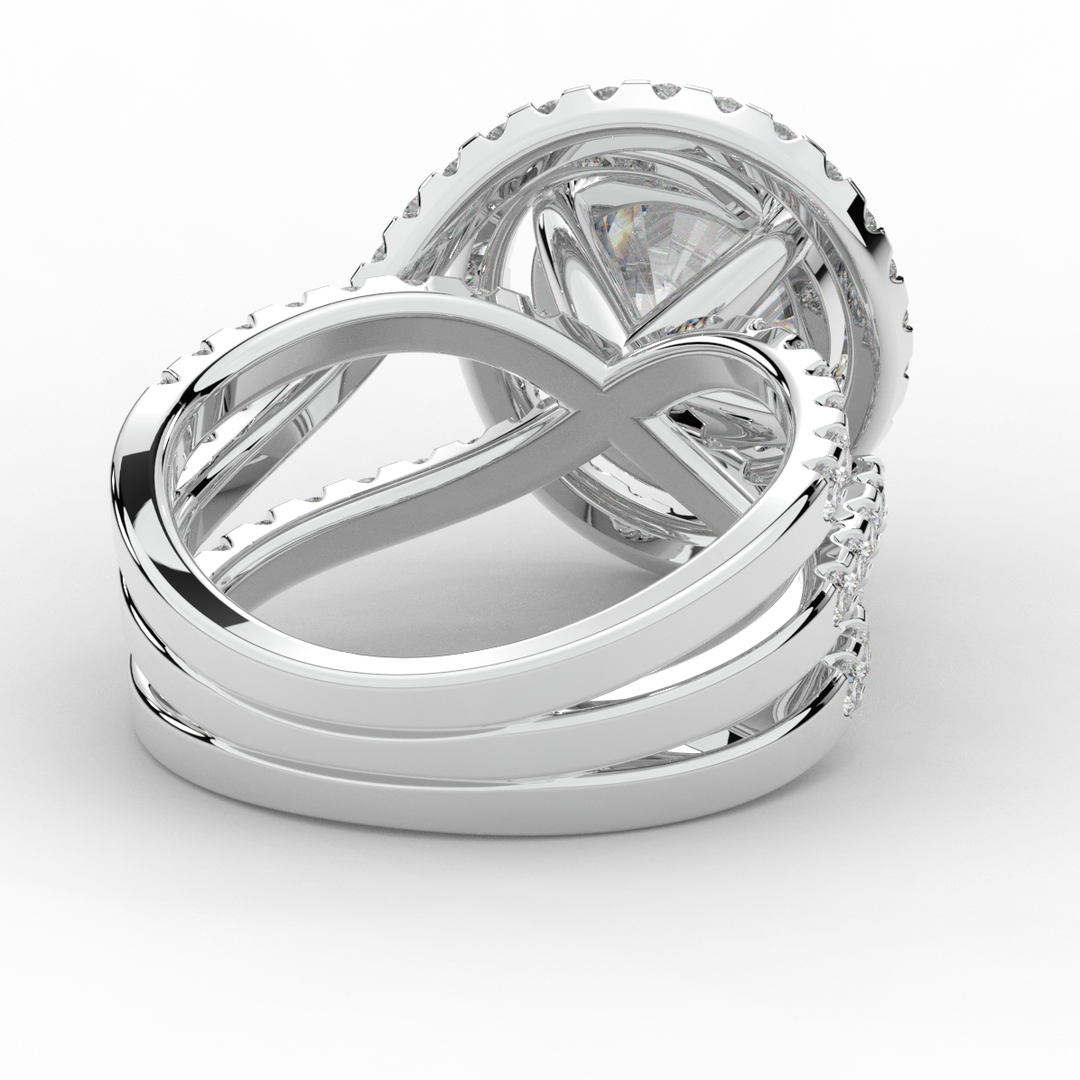 3.90CT.TW ROUND LAB DIAMOND TWIST HALO ENGAGEMENT RING - Nazarelle