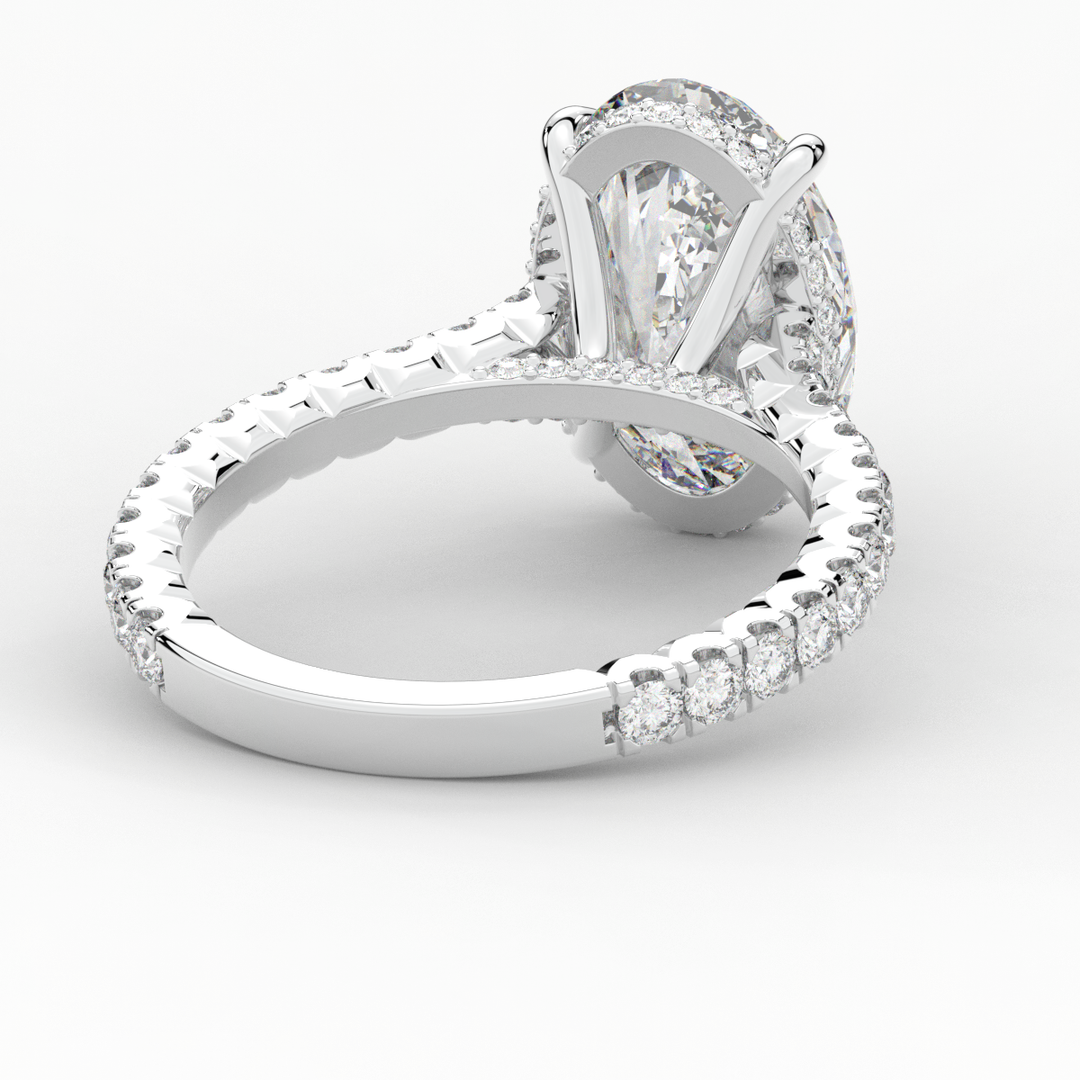 4.70CT.TW OVAL LAB DIAMOND UNDERHALO SOLITAIRE ENGAGEMENT RING - Nazarelle