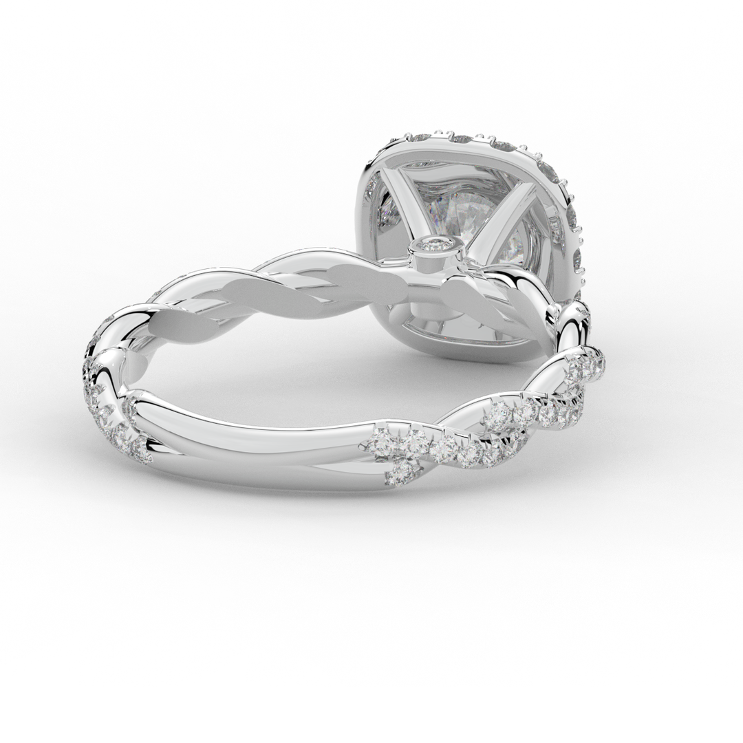 1.55CT.TW ROUND LAB DIAMOND HALO TWIST ENGAGEMENT RING - Nazarelle