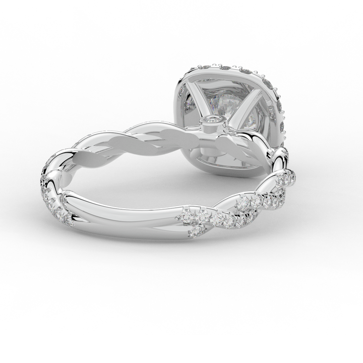 1.55CT.TW ROUND LAB DIAMOND HALO TWIST ENGAGEMENT RING - Nazarelle