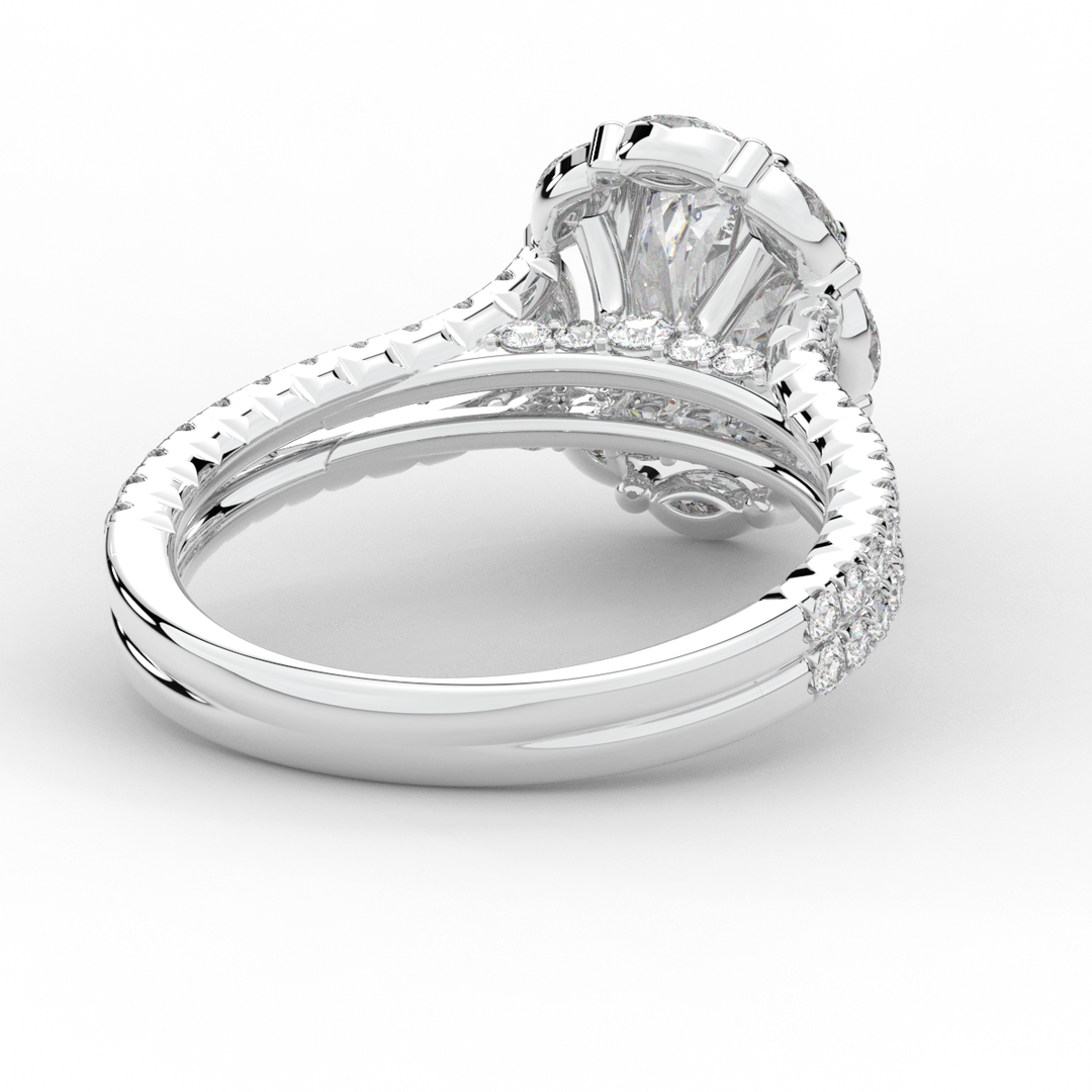 2.30CT.TW OVAL LAB DIAMOND HALO SPLIT SHANK ENGAGEMENT RING - Nazarelle