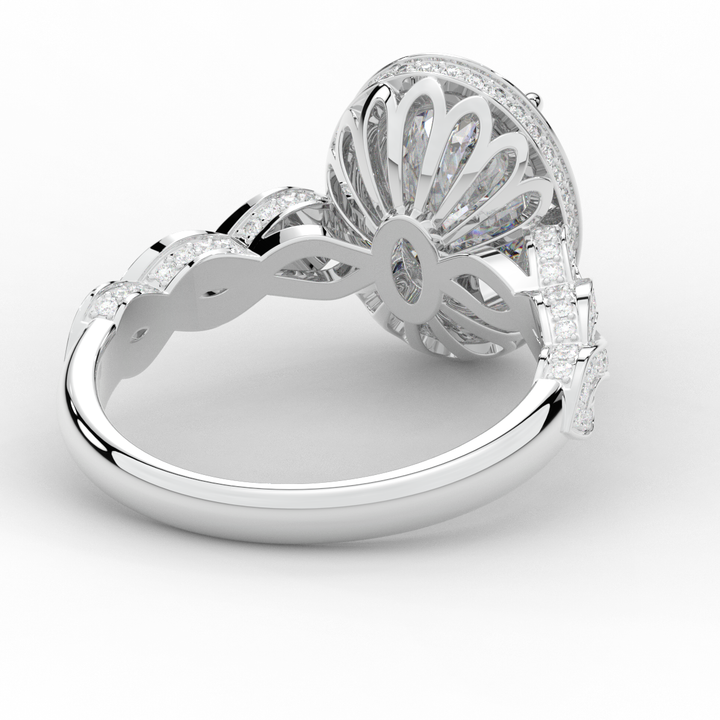 3.10CT.TW OVAL LAB DIAMOND HALO ENGAGEMENT RING - Nazarelle