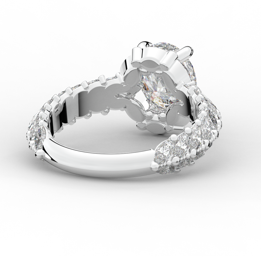 3.10CT.TW OVAL LAB DIAMOND HALO ENGAGEMENT RING - Nazarelle