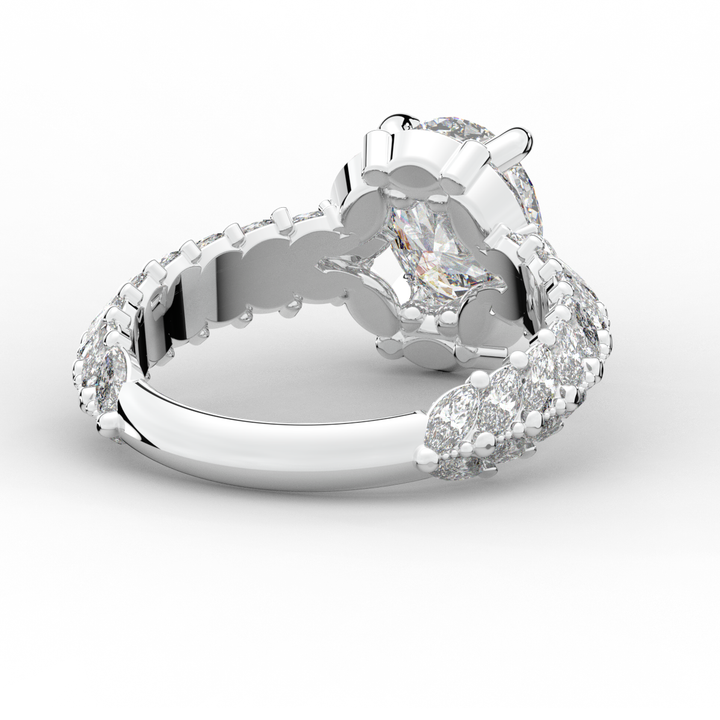 3.10CT.TW OVAL LAB DIAMOND HALO ENGAGEMENT RING - Nazarelle