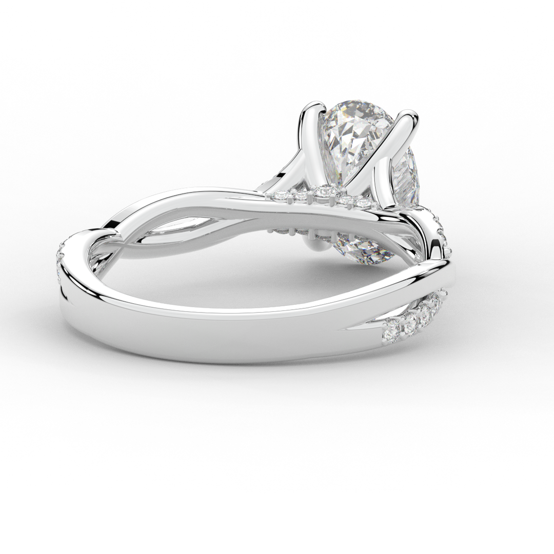 1.70CT.TW OVAL LAB DIAMOND TWIST BAND ENGAGEMENT RING - Nazarelle