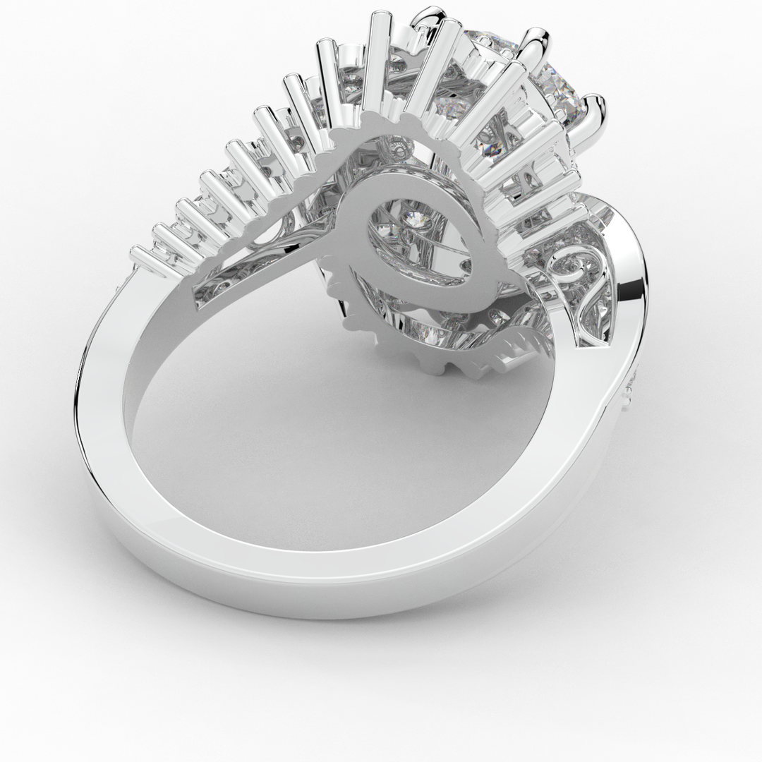 3.35CT.TW ROUND LAB DIAMOND BYPASS HALO ENGAGEMENT RING - Nazarelle
