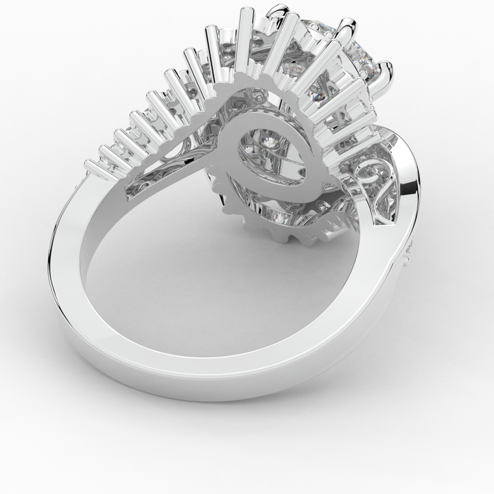 3.35CT.TW ROUND LAB DIAMOND BYPASS HALO ENGAGEMENT RING - Nazarelle